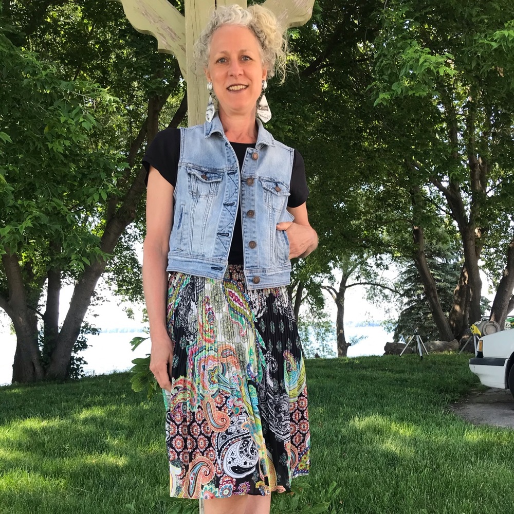 American Eagle Jean Vest Denim Top Light Wash Med.